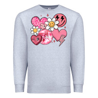 Heather Grey retro valentines day Premium Sweatshirt - MaliasSmallBusiness