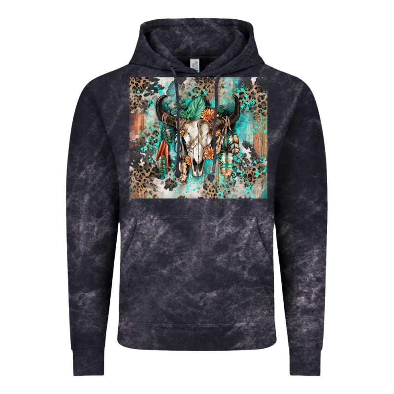 Cowhide Bull Skull Vintage Hoodie by Zillion Design Studio | Teevron