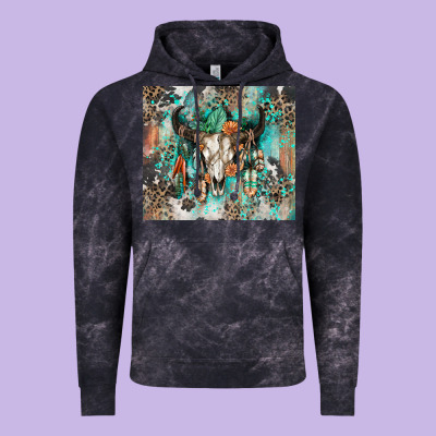 Cowhide Bull Skull Vintage Hoodie Designed By Zillion Design Studio