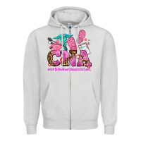 Dove Grey cna certified nursing assistant Zipper Hoodie - AdoDesignShop