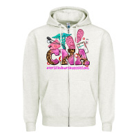 Oatmeal Heather cna certified nursing assistant Zipper Hoodie - AdoDesignShop