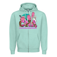 Seafoam cna certified nursing assistant Zipper Hoodie - AdoDesignShop