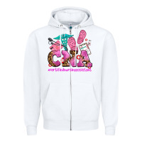 White cna certified nursing assistant Zipper Hoodie - AdoDesignShop