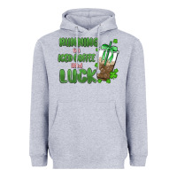Heather Grey iced coffee and luck Heavyweight Hoodie - MaliasSmallBusiness