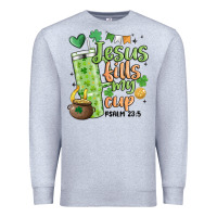 Heather Grey st. patricks day jesus fills my cup Premium Sweatshirt - MaliasSmallBusiness