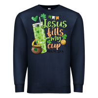 Navy st. patricks day jesus fills my cup Premium Sweatshirt - MaliasSmallBusiness