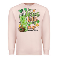 Pale Pink st. patricks day jesus fills my cup Premium Sweatshirt - MaliasSmallBusiness
