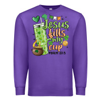 Purple st. patricks day jesus fills my cup Premium Sweatshirt - MaliasSmallBusiness