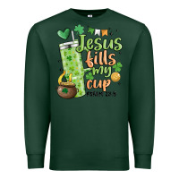 Sports Green st. patricks day jesus fills my cup Premium Sweatshirt - MaliasSmallBusiness