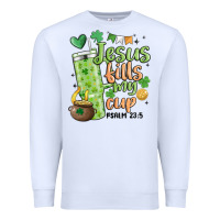 White st. patricks day jesus fills my cup Premium Sweatshirt - MaliasSmallBusiness
