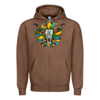 Chestnut bull skull gemstone cactus leopard sunflower Zipper Hoodie - Artiststas