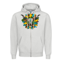 Dove Grey bull skull gemstone cactus leopard sunflower Zipper Hoodie - Artiststas