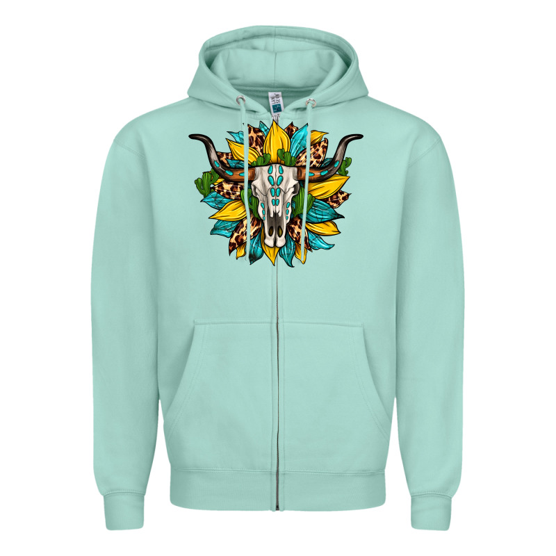 Bull Skull Gemstone Cactus Leopard Sunflower Zipper Hoodie by Artiststas | Teevron