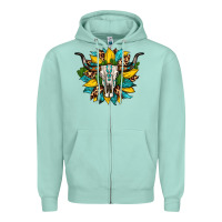 Seafoam bull skull gemstone cactus leopard sunflower Zipper Hoodie - Artiststas