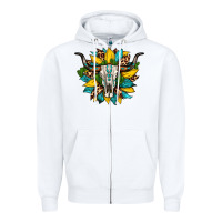 White bull skull gemstone cactus leopard sunflower Zipper Hoodie - Artiststas