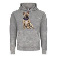 Cloud Rock French bulldog with royal blue Vintage Hoodie - RanaPortraitStore
