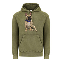 Vintage Olive French bulldog with royal blue Vintage Hoodie - RanaPortraitStore