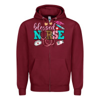 Burgundy blessed nurse Zipper Hoodie - AdoDesignShop