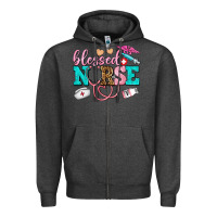 Charcoal Heather blessed nurse Zipper Hoodie - AdoDesignShop