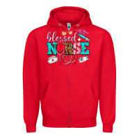 Red blessed nurse Zipper Hoodie - AdoDesignShop