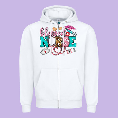 Blessed Nurse Zipper Hoodie Designed By Adodesignshop