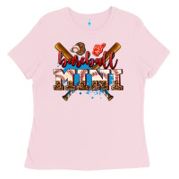 Bubblegum Pink baseball mini Ladies Tee - AdoDesignShop