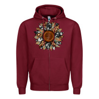 Burgundy cowhide leopard aztec sunflower Zipper Hoodie - Artiststas