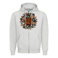 Dove Grey cowhide leopard aztec sunflower Zipper Hoodie - Artiststas