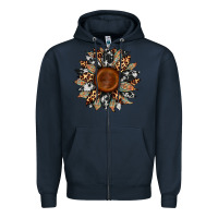 Navy cowhide leopard aztec sunflower Zipper Hoodie - Artiststas