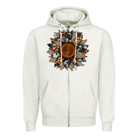 Oatmeal Heather cowhide leopard aztec sunflower Zipper Hoodie - Artiststas