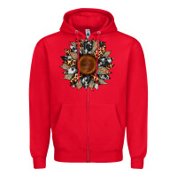 Red cowhide leopard aztec sunflower Zipper Hoodie - Artiststas