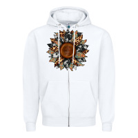 White cowhide leopard aztec sunflower Zipper Hoodie - Artiststas