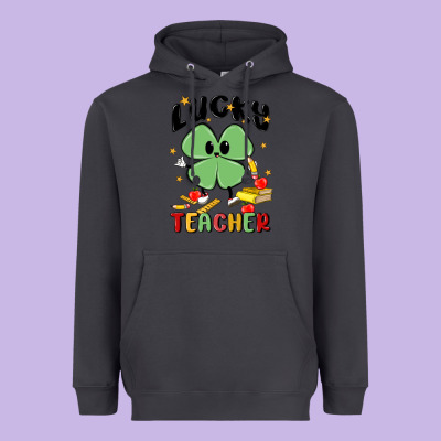 Lucky Teacher Heavyweight Hoodie Designed By Maliassmallbusiness