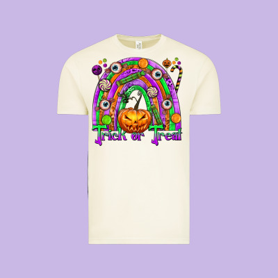 Trick Or Treat Halloween Rainbow Vintage Tee Designed By Texasbilliewilder