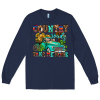 Navy country roads take me home Long Sleeve Tee - AdoDesignShop
