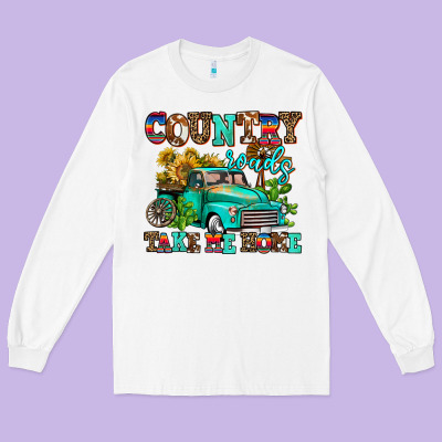 Country Roads Take Me Home Long Sleeve Tee Designed By Adodesignshop