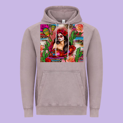Mexico Girl Serape Vintage Hoodie Designed By Zillion Design Studio