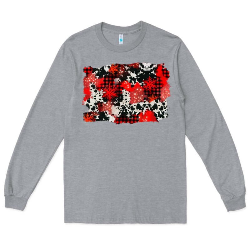 Western Red Cowhide Winter Background Long Sleeve Tee by AdoDesignShop | Teevron