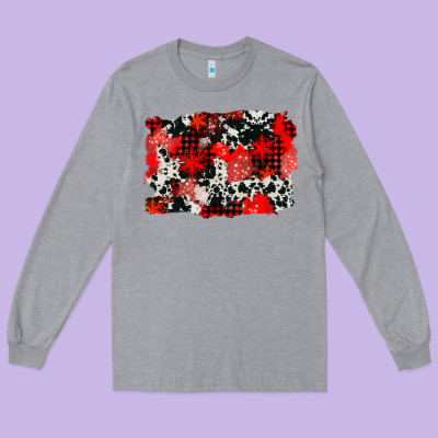 Western Red Cowhide Winter Background Long Sleeve Tee Designed By Adodesignshop