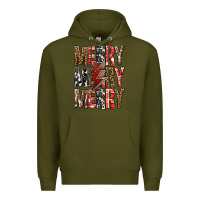 Army Green Merry Merry Merry Christmas Lightning Bolt Premium Hoodie - BundleAndBundleShop