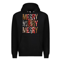 Black Merry Merry Merry Christmas Lightning Bolt Premium Hoodie - BundleAndBundleShop