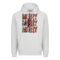 Dove Grey Merry Merry Merry Christmas Lightning Bolt Premium Hoodie - BundleAndBundleShop