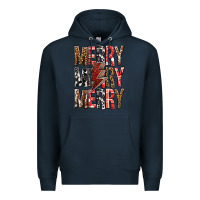 Navy Merry Merry Merry Christmas Lightning Bolt Premium Hoodie - BundleAndBundleShop