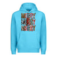 Ocean Blue Merry Merry Merry Christmas Lightning Bolt Premium Hoodie - BundleAndBundleShop