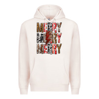 Pale Pink Merry Merry Merry Christmas Lightning Bolt Premium Hoodie - BundleAndBundleShop