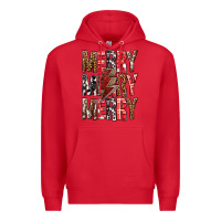 Red Merry Merry Merry Christmas Lightning Bolt Premium Hoodie - BundleAndBundleShop