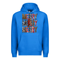True Royal Merry Merry Merry Christmas Lightning Bolt Premium Hoodie - BundleAndBundleShop