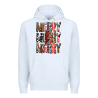 White Merry Merry Merry Christmas Lightning Bolt Premium Hoodie - BundleAndBundleShop