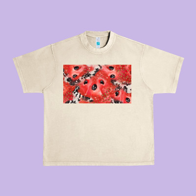 Watermelon Strawberry Cowhide Cup Urban Heavy Tee Designed By Barkaloodesign