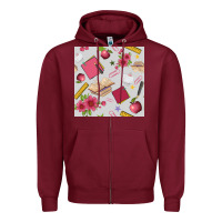 Burgundy back to school  seamless pattern Zipper Hoodie - BundleAndBundleShop